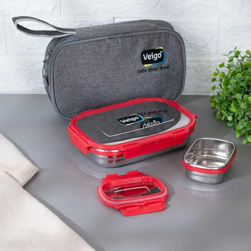 Delico Pack Red Lunch Box With Insulated Pouch (775 mL /150 mL) - Three Piece Set media 4