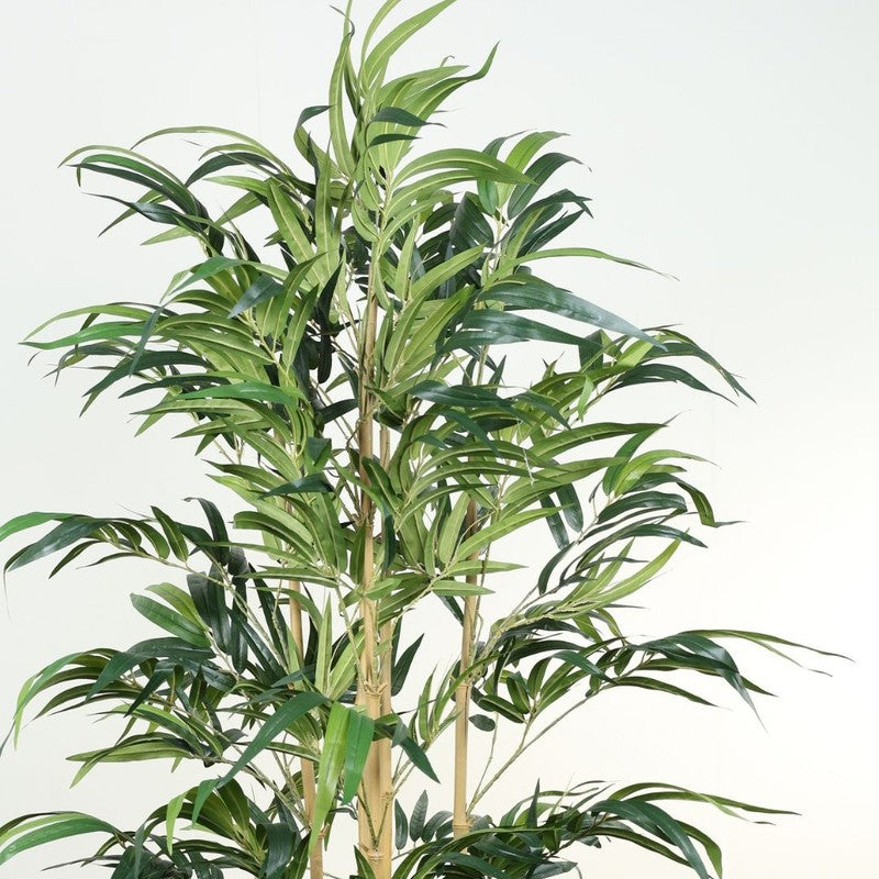 Artificial Bamboo Plant With Fiber White Pot - 6 Feet media 6