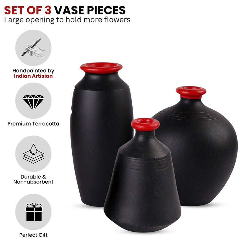 Neel Pakhi Handpainted Terracotta Vase - Set Of Three media 5