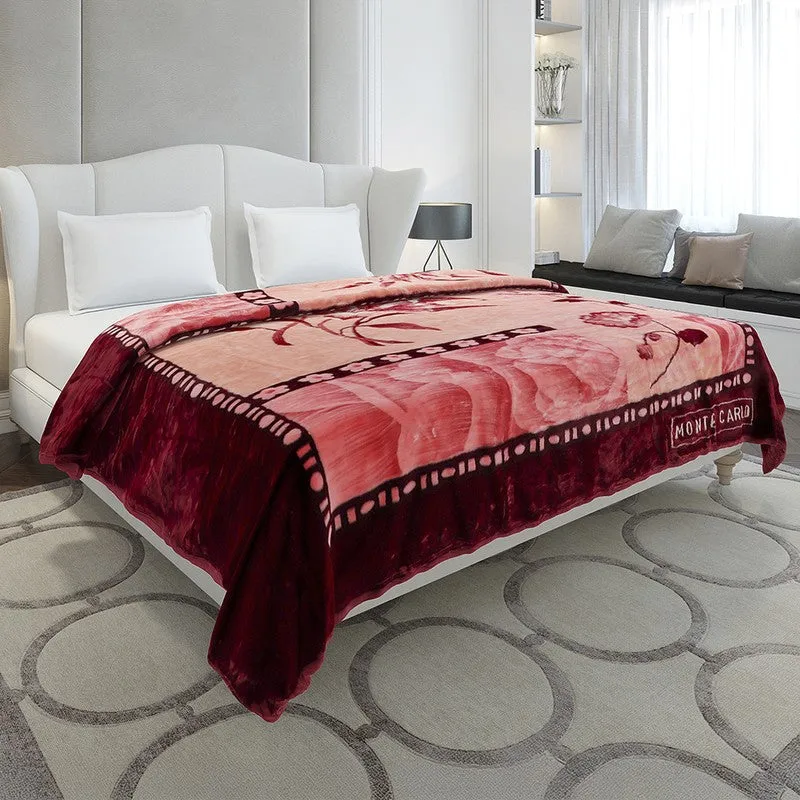 Monte Carlo Crimson Dreamscape Blanket (Maroon,Pink) - 852 GSM media 1