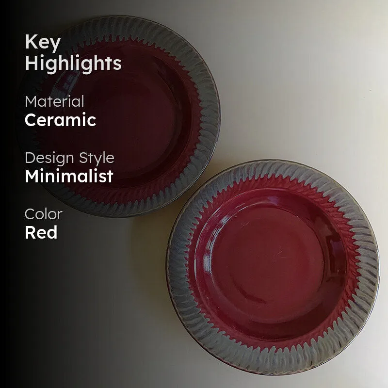 Raisel Ceramic Pasta Plate (Red) - Set Of Two media 2