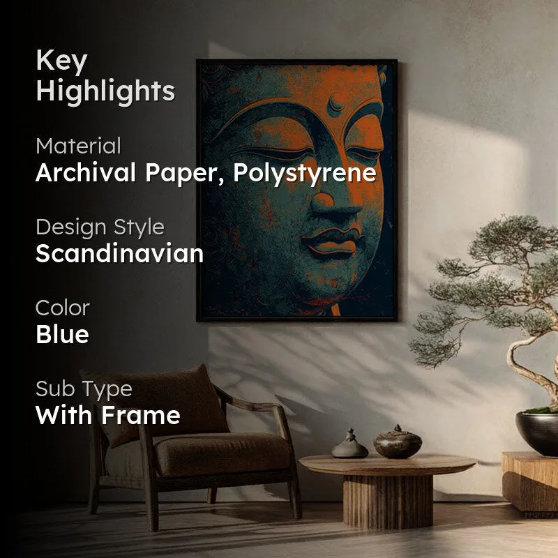Vivid Serenity Buddha Archival Paper Wall Painting With Black Frame media 2