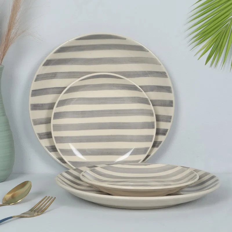 Ceramic Dinner Plates (Grey,White) - Four Piece Set media 1