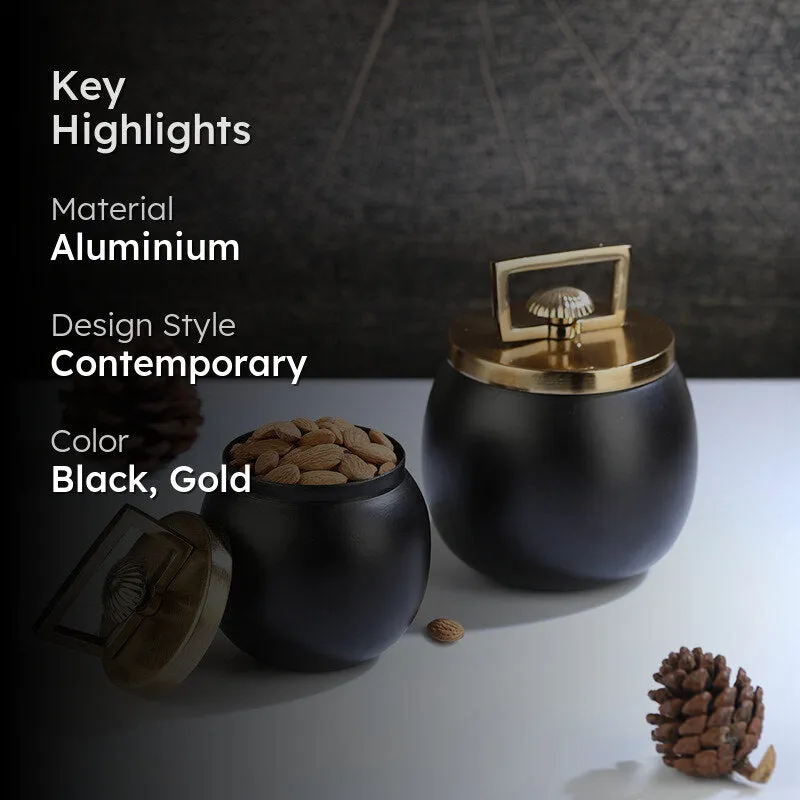 Jarrah Storage Jar (Black & Gold) - Set Of Two media 2