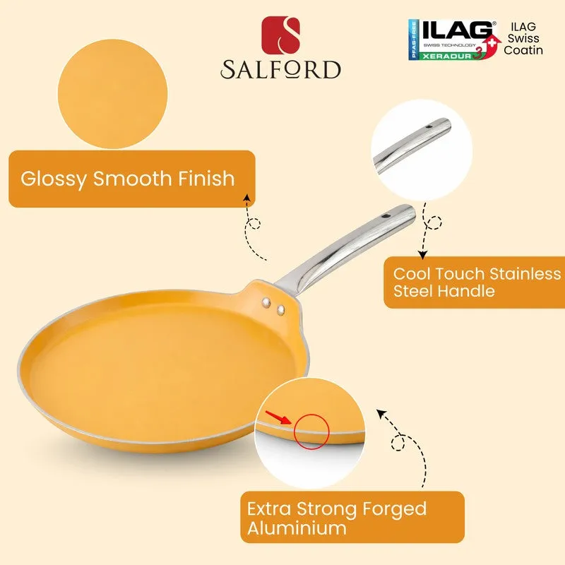 Salford Forged Ceramic Non Stick Dosa Tava (Mustard Yellow) - 28 CM media 7