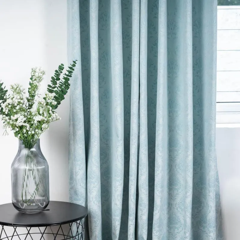 European Baroque Floral Single Curtain (Turquoise) media 5