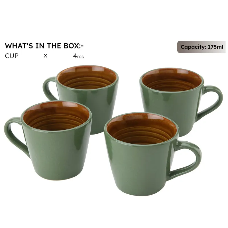 Karvaa Ceramic Tea Cup (175 mL Each)/Olive Green)- Set of Four media 3