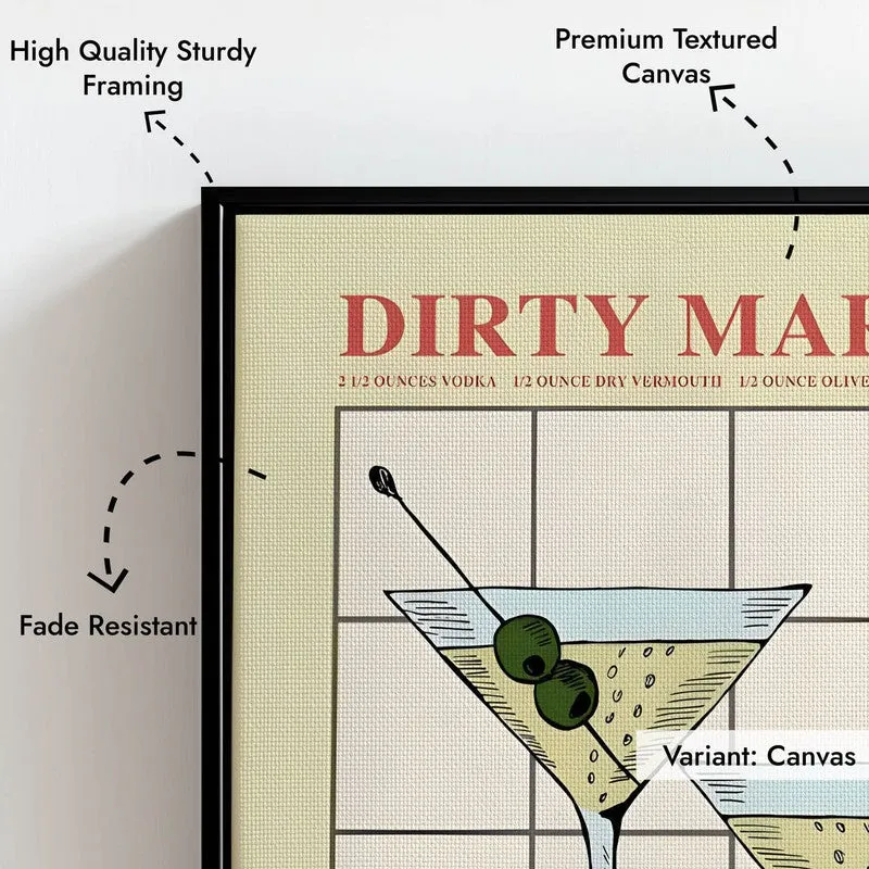 Dirty Martini Archival Canvas Wall Art - Black media 7