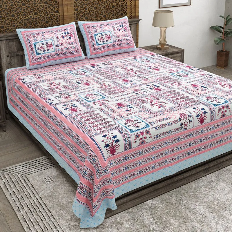 Desiio Cotton Bedsheet (Pink,Blue) - 240 TC media 1