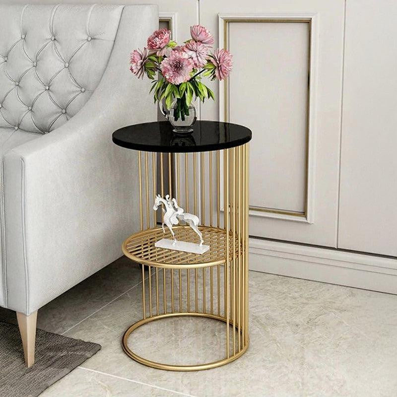 Alto Moderne Metal Accent Table with Marble Top