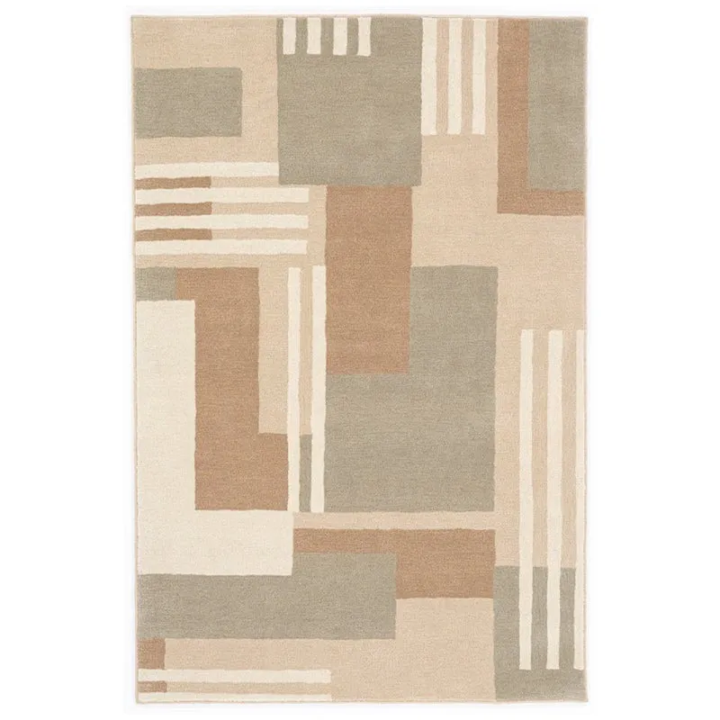 Melantho Hand Tufted Geometric Wool & Nylon Carpet - Green media 1