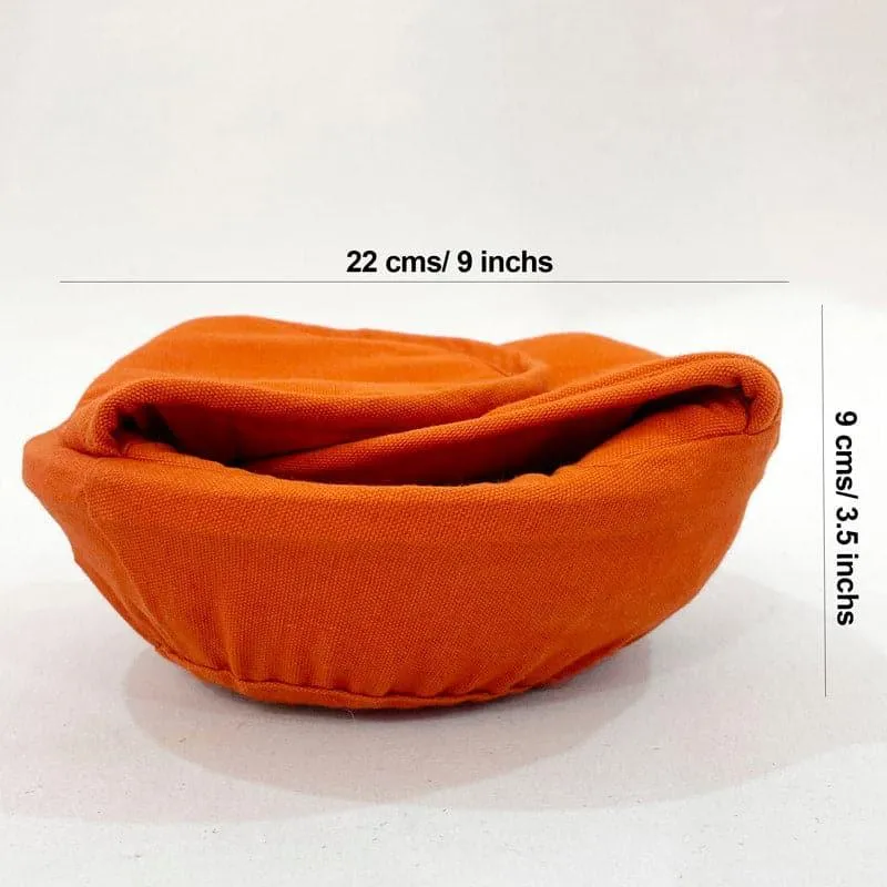 Rust bread basket shown upright in a rounded bowl shape