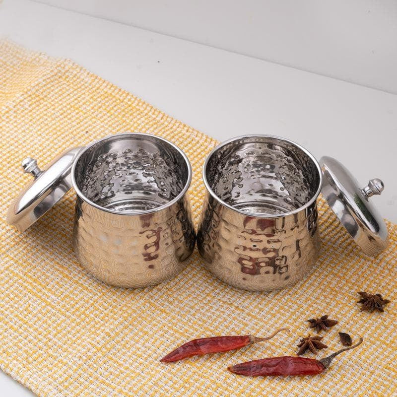 Vintage Charm Hammered Steel Canister (650 mL Each) - Set Of Two media 5