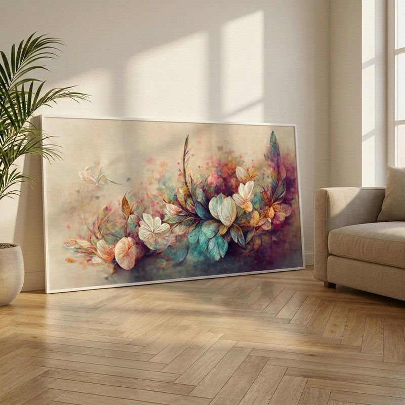 Opulent Floral Canvas Wall Painting With Frame
