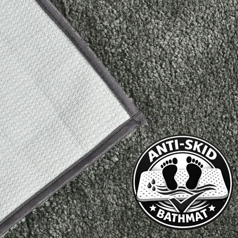 Underside of the grey bath mat showing anti-skid backing