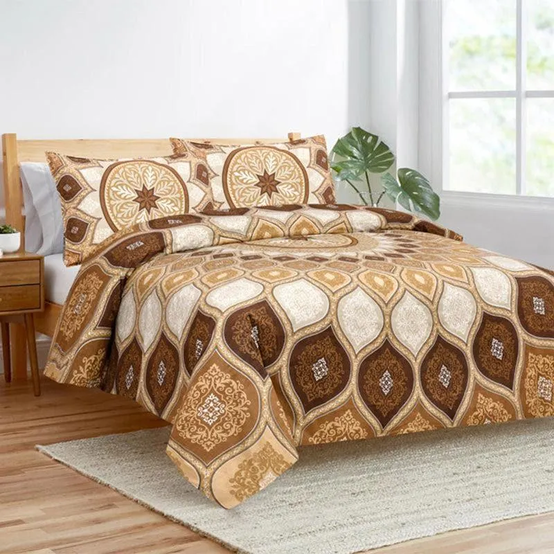 Mayuri Ethnic Cotton Bedsheet (Brown) - 160 TC media 1