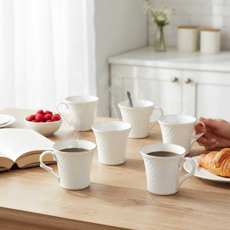 Nova Bone China Tea Cup (175 mL Each) - Set of Six - 175 ML