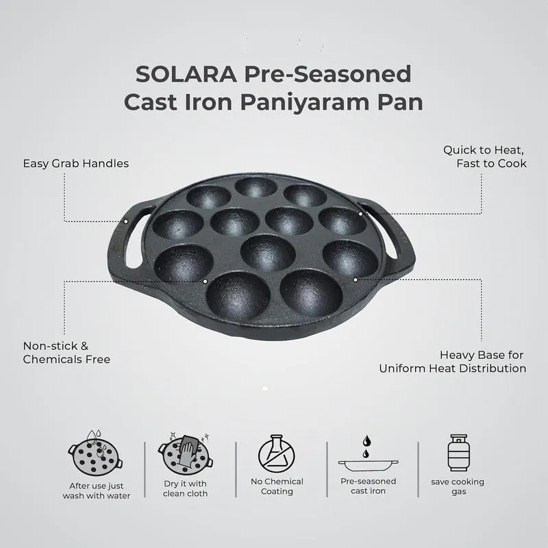 Solara Brewora Round Cast Iron Paniyaram Pan media 4