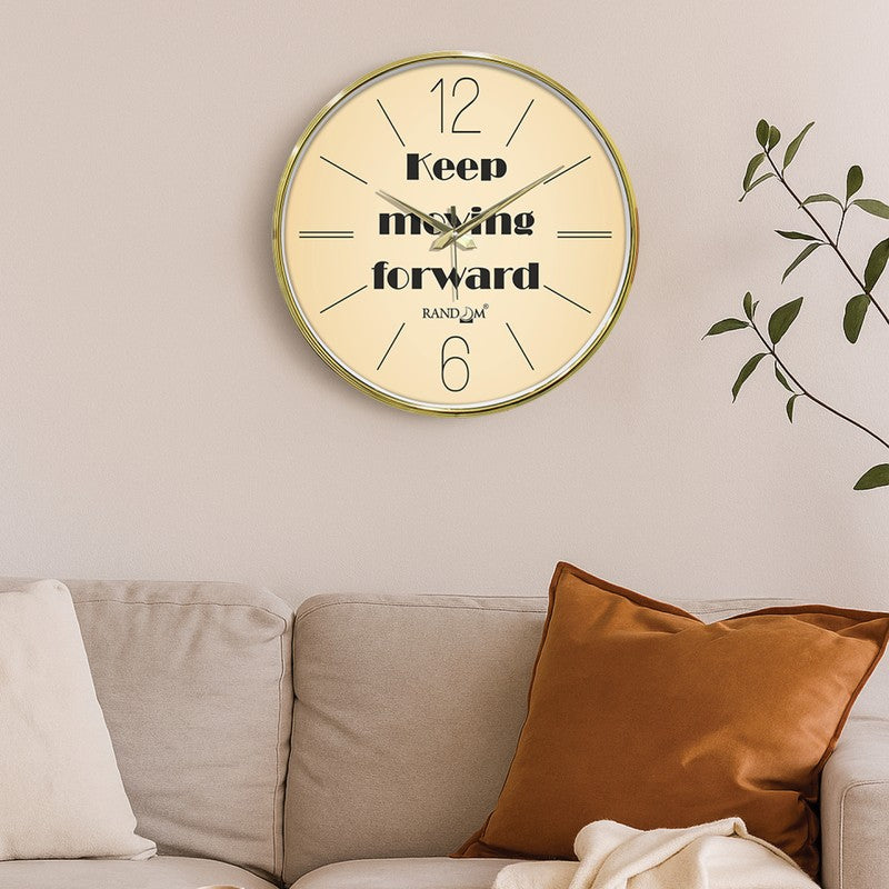 Keep Moving Forward Round Analog Wall Clock - Beige