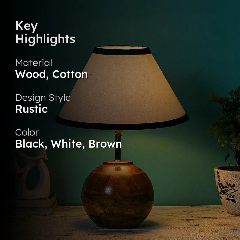 Auryon Cotton Table Lamp With Wooden Base - White media 2