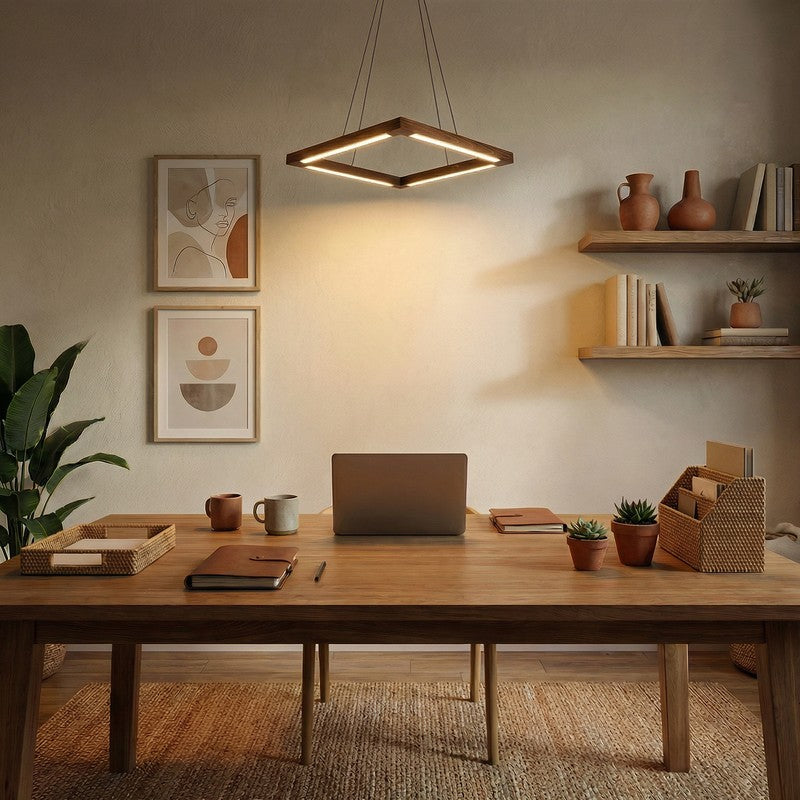 Gwynevere Linear LED Wooden Ceiling Lamp - Brown media 3