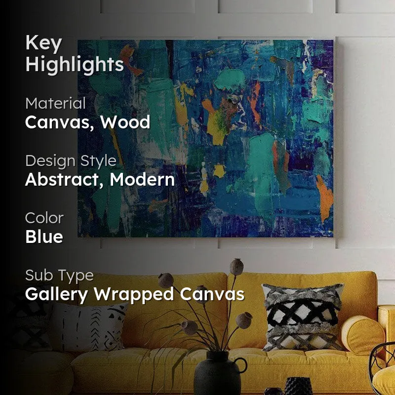 Winter Blue Abstract Canvas Wall Painting - Gallery Wrap media 2