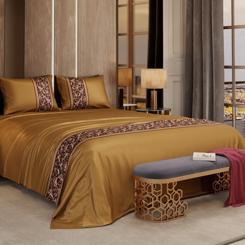 Versailles Satin Bedsheets(Gold) - 150 GSM
