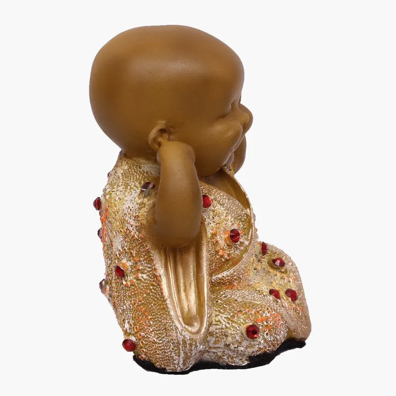 Virtue Laughing Buddha Showpiece (Brown) - Set Of Three media 4