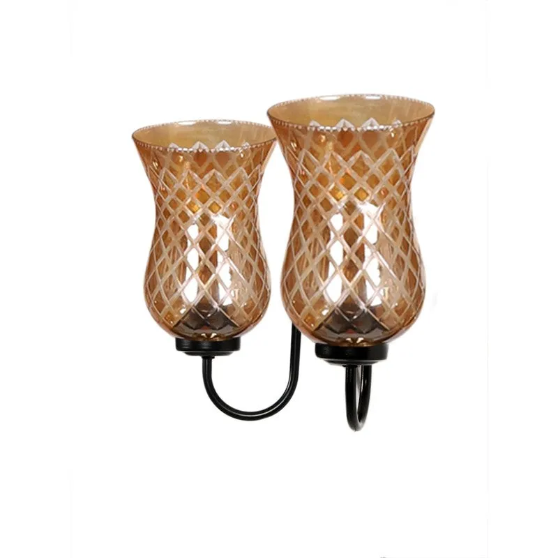 Honey Glow Twin Shade Glass Wall Lamp media 9