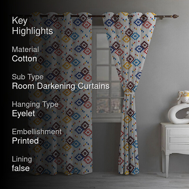 Geo Tribe Room Darkening Curtain - Set Of Two media 2