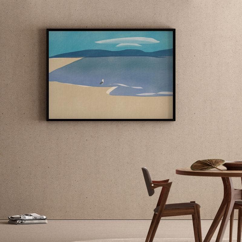 Seagull Baywatch Canvas Wall Painting - Black Frame