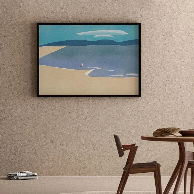 Seagull Baywatch Canvas Wall Painting - Black Frame media 1