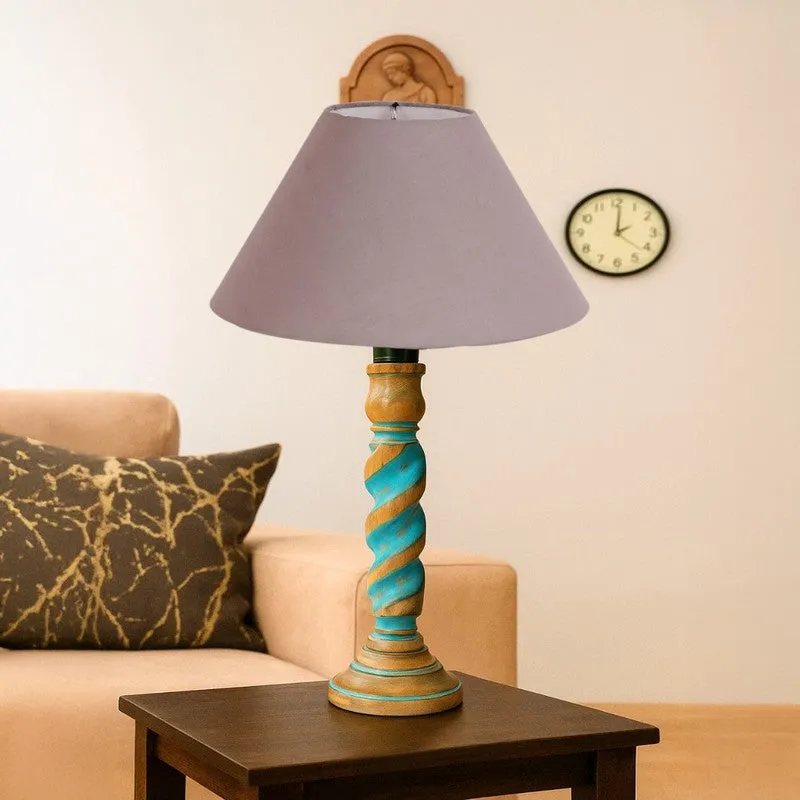 Elara Ziora Wooden Table Lamp - Grey media 4