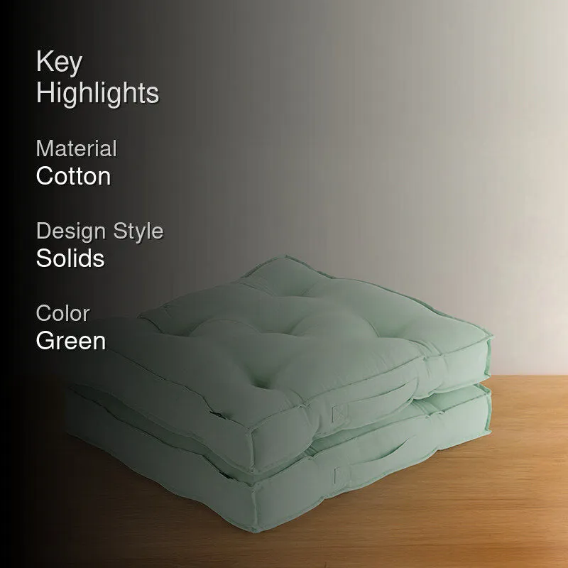 Cushflow Solid Cotton Floor Cushion (Sage Green) - Set Of Two media 2