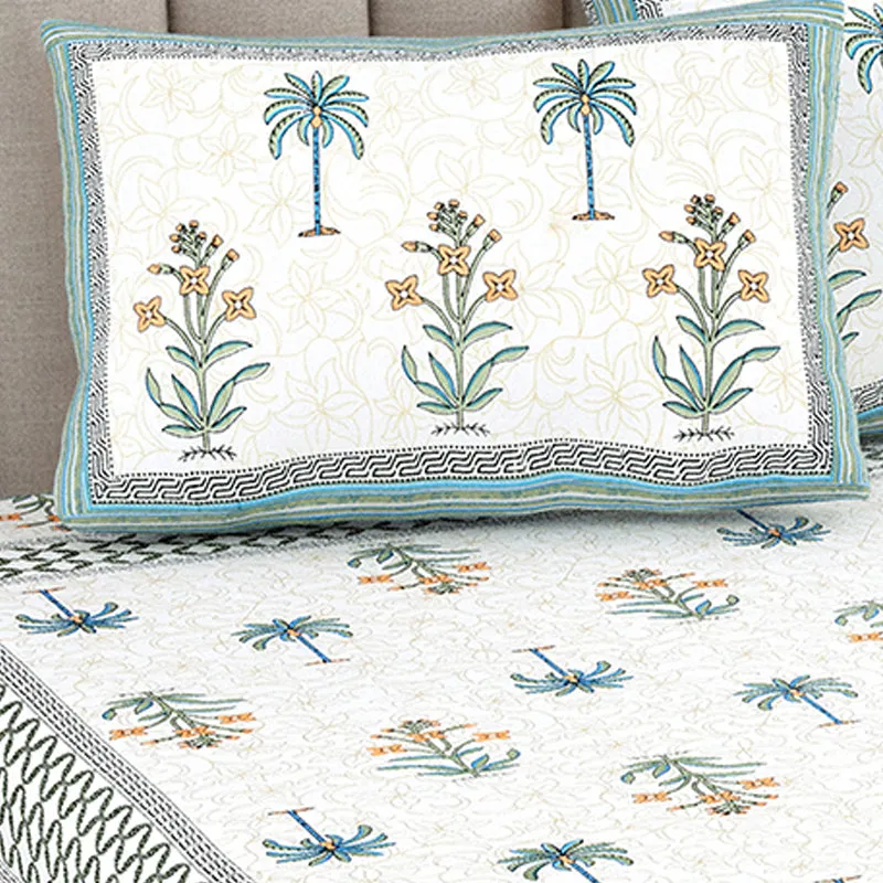 Dharitri Cotton Bedsheet (Light Blue) - 180 TC media 4
