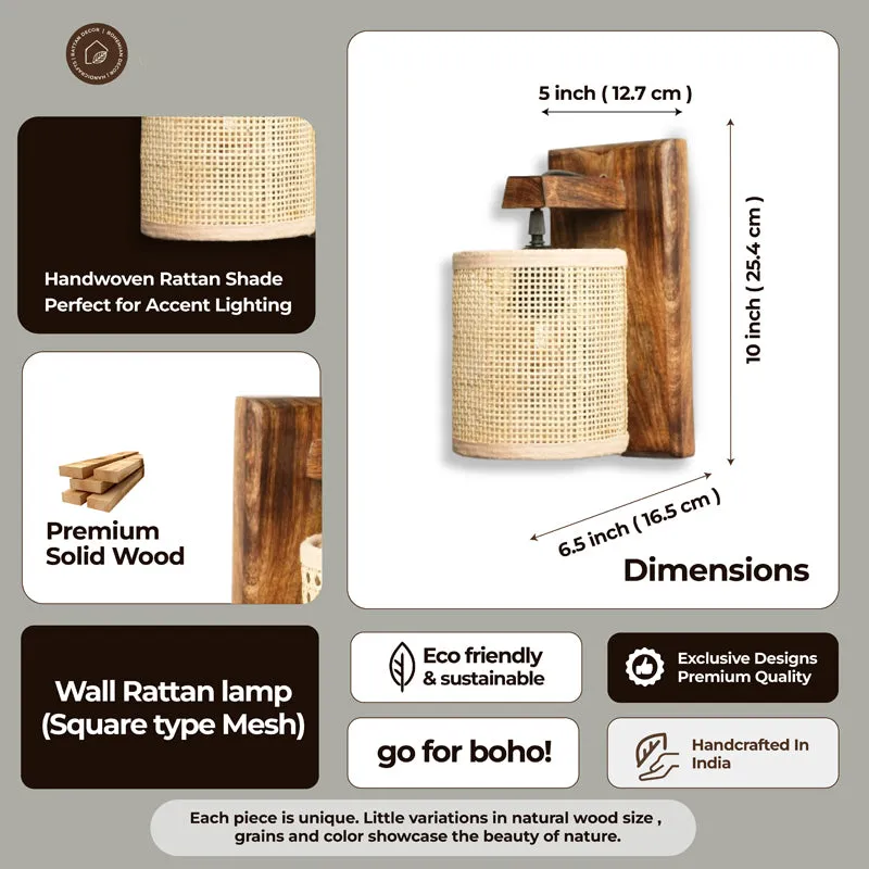 Luma Ray Rattan & Mango Wood Wall Lamp media 8