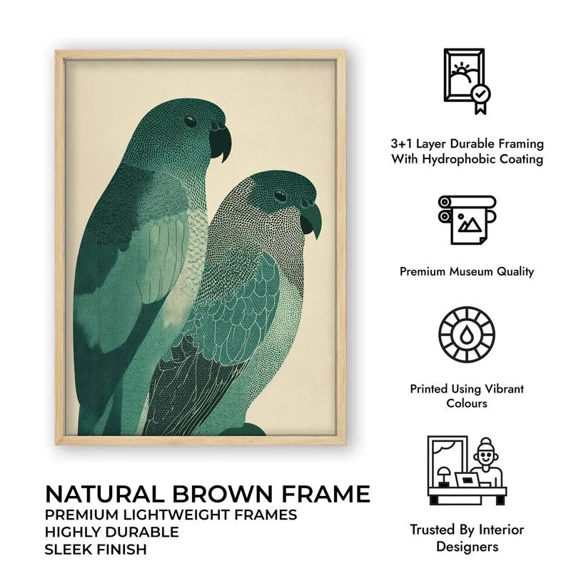 Pastel Parrot Pair Canvas Wall Painting With Brown Frame media 11