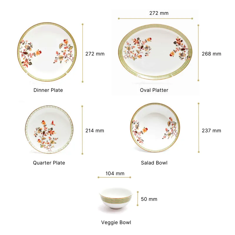 Painted Blooms 24k Gold Brushed Porcelain Dinner Set - 21 Piece Set media 15