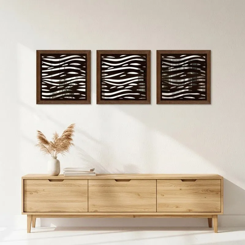 Meadow Wall Mirror With Wooden Frame (Dark Brown) - Set Of Three media 4