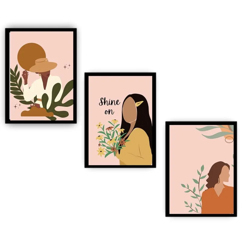 Sunlit Muse Paper Wall Painting With Frame - Black media 3