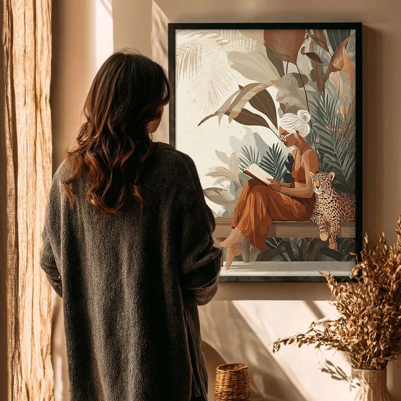 Wild Reading Canvas Wall Painting - Black Frame media 4