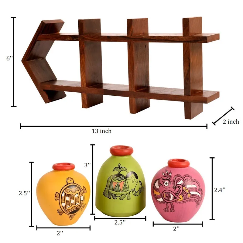 Triva Handcrafted Wall Shelf & Madhubani Vase - Four Piece Set media 8