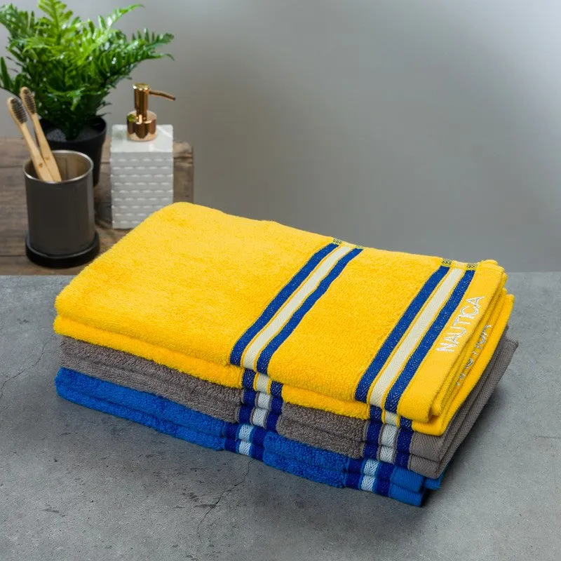 Nautica Dove Dual Down Cotton Hand Towel (Blue,Yellow & Grey) - Set Of Six media 1