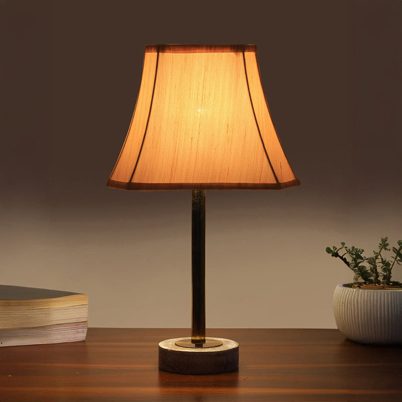 Ceylon Rodin Wooden Table Lamp - OffWhite,Gold,White