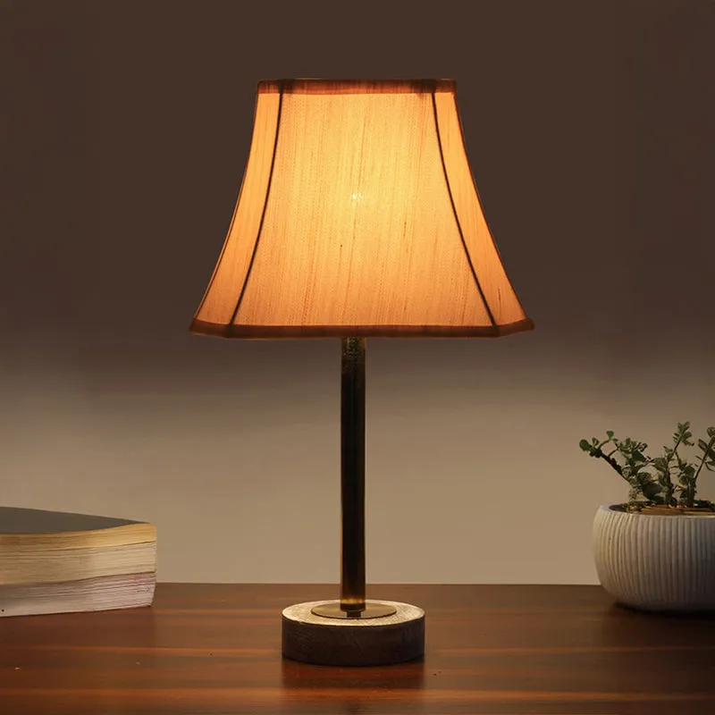 Ceylon Rodin Wooden Table Lamp - OffWhite,Gold,White media 1