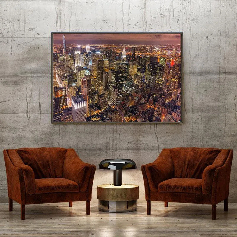 NYC Night Life Art Canvas Painting - Black Frame media 4