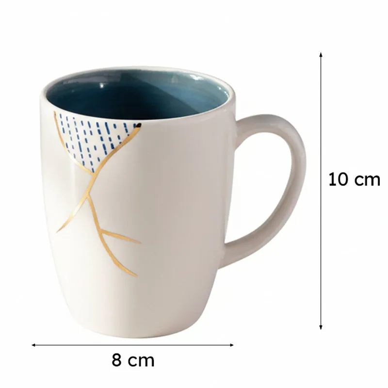 Wabi Sabi Porcelain Coffee Mug (295 mL) - Blue,White media 7