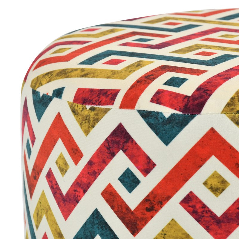 Ripple Zigzag-print Velvet Pouffe - Multicolor media 4