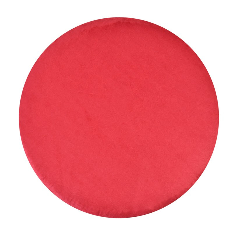 Classic Solid Velvet Ottoman - Red media 5