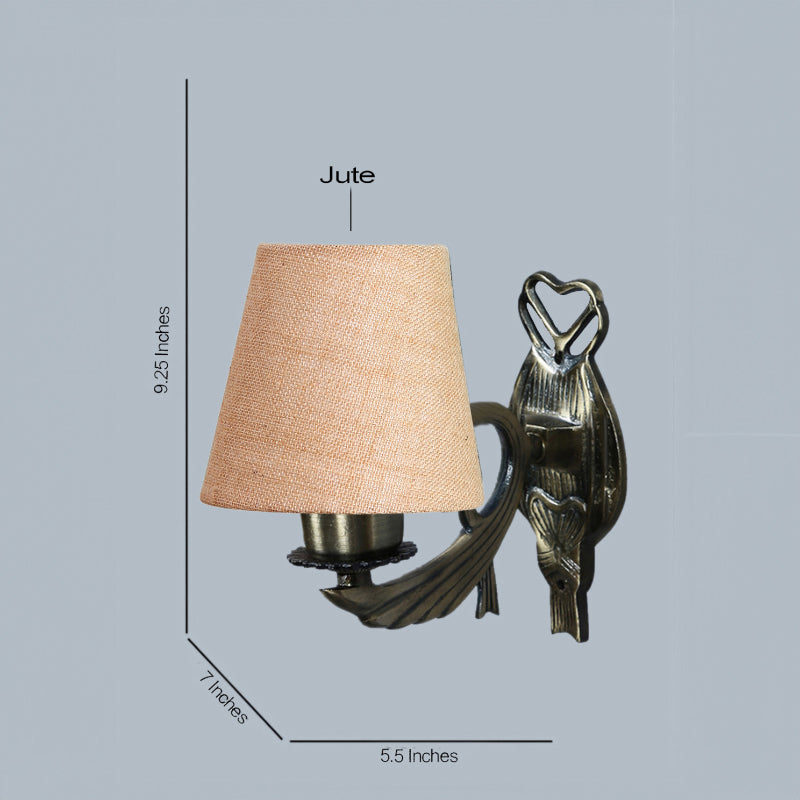 Love Gleam Atva Conical Fabric & Metal Wall Lamp - Beige media 4